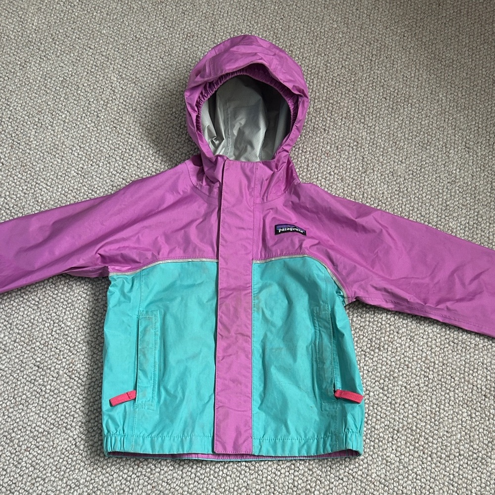 Patagonia Kids Raincoat in Purple and Teal